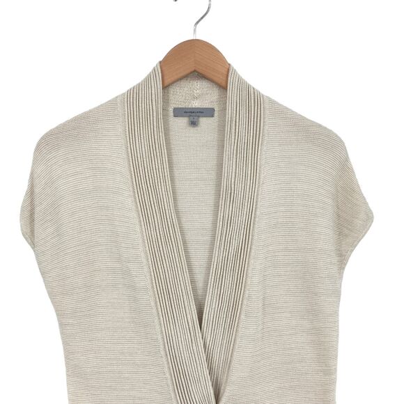 Classiques Entier Cardigan Sweater Womens Small Beige Silk Sleeveless Tie Front - Picture 3 of 14